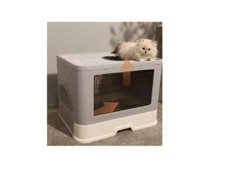 Arenero Cerrado Gatos Cupula Baño Sanitario Xl Base Movil-2
