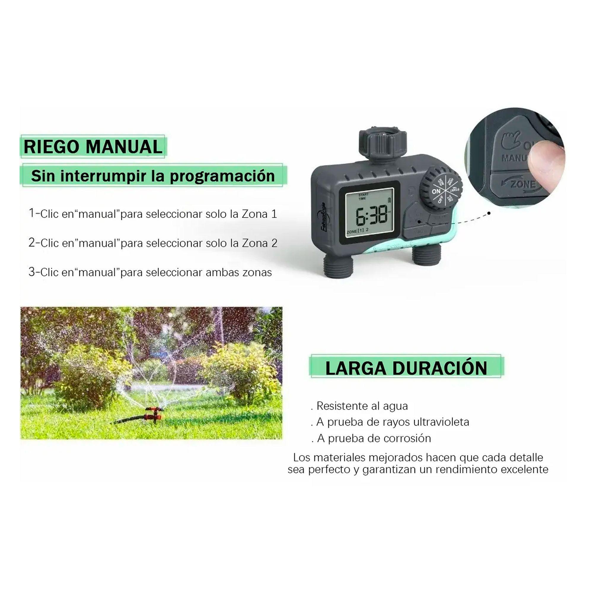 Programador Riego Automatico Controlador Digital 2 Zonas -3