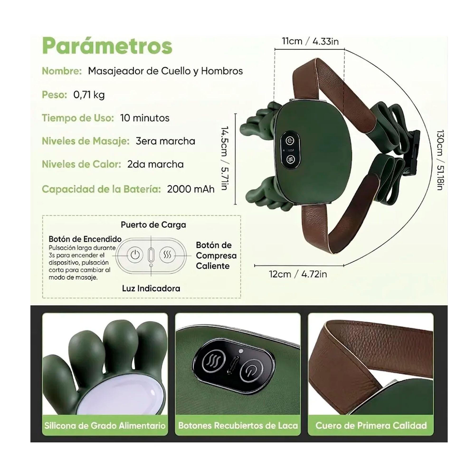 Masajeador De Cuello Y Hombros Con Calor Recargable-7