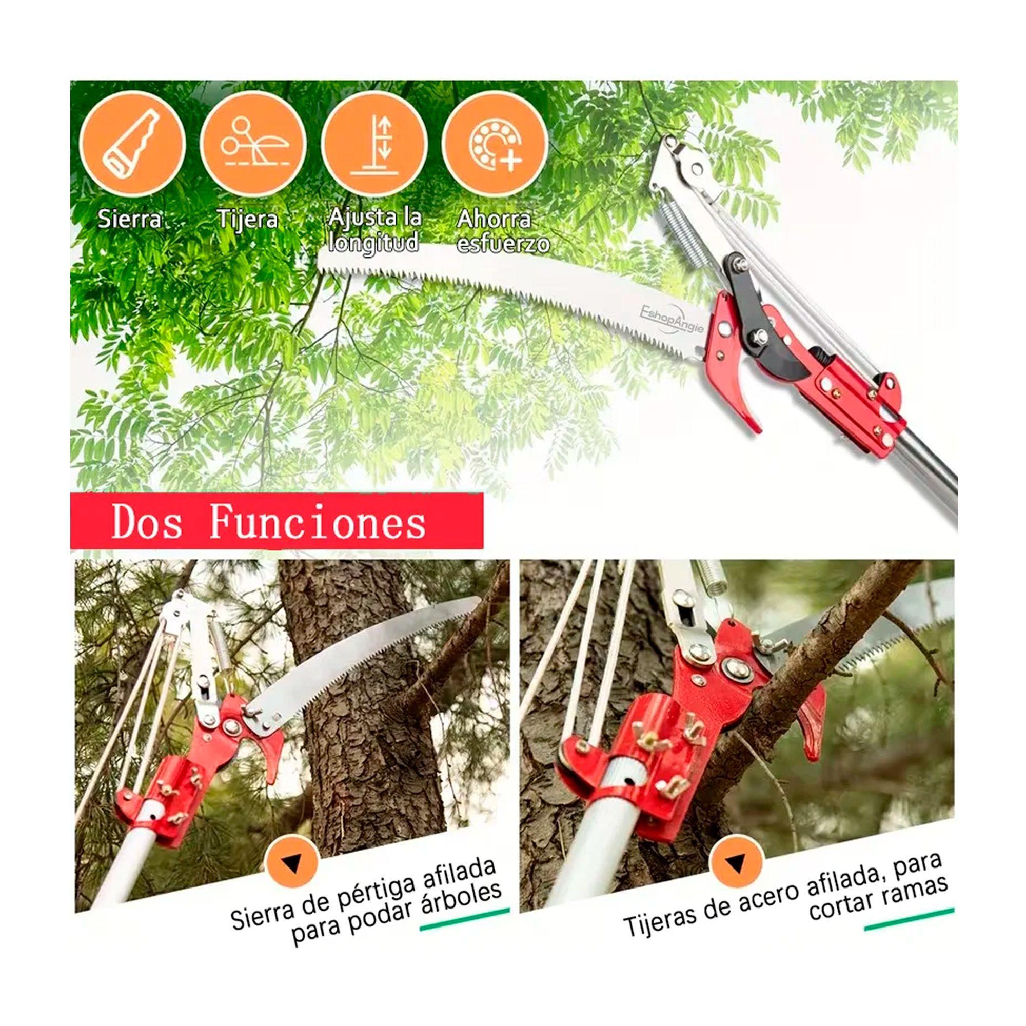 Tijera De Altura Sierra Jardinería Podadora Con Serrucho-5