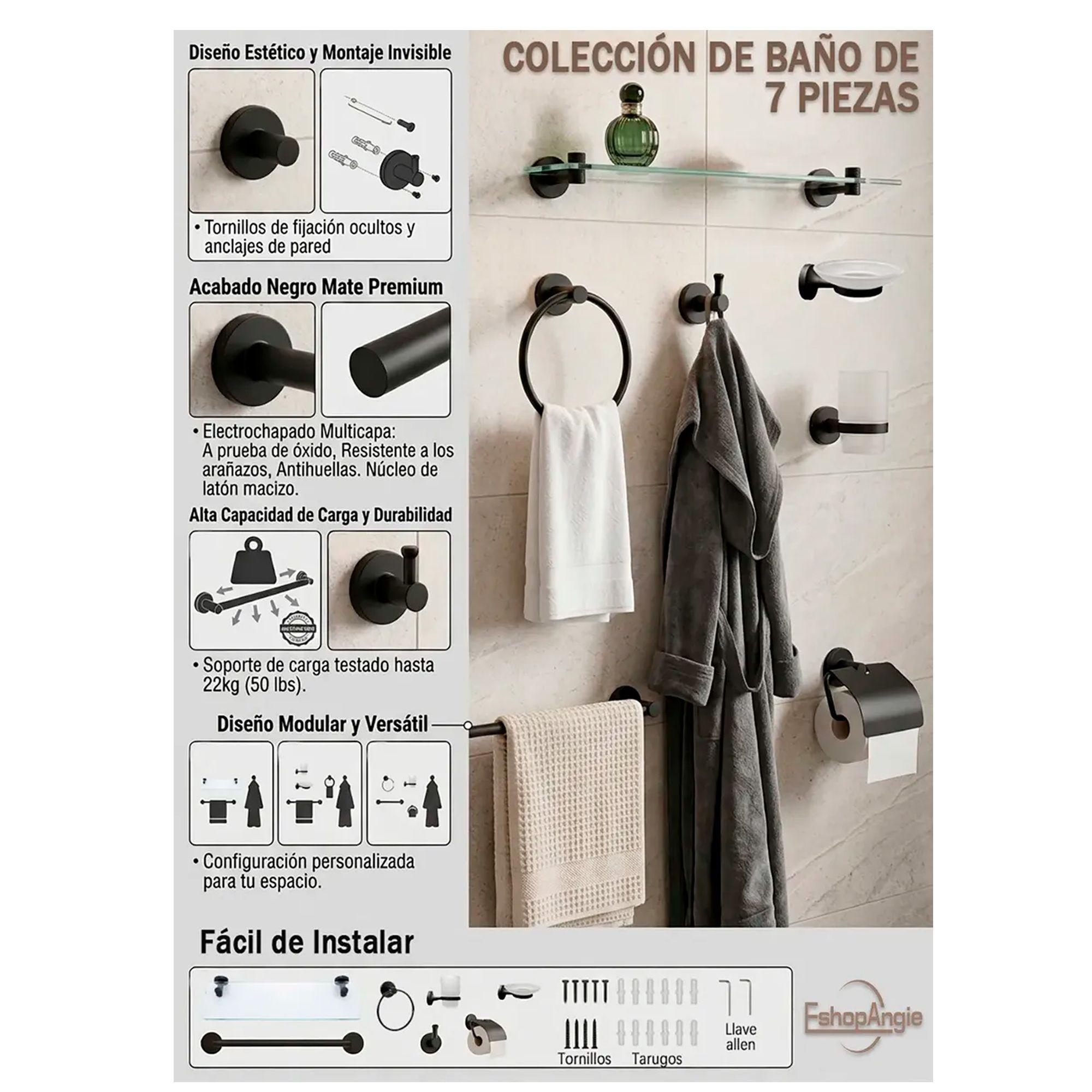 Set De Bano 7 Accesorios De Acero Inoxidable Toallero-1