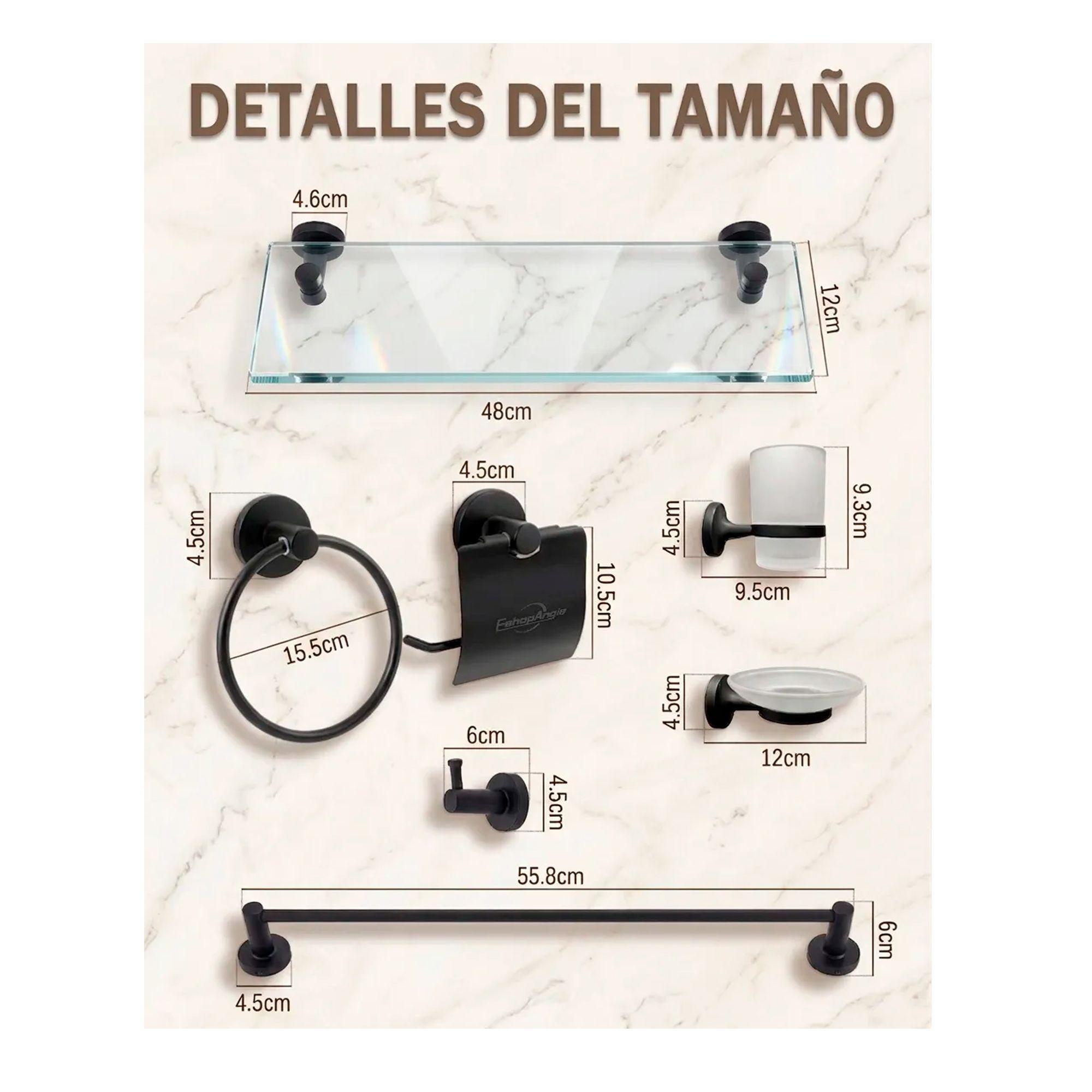 Set De Bano 7 Accesorios De Acero Inoxidable Toallero-5