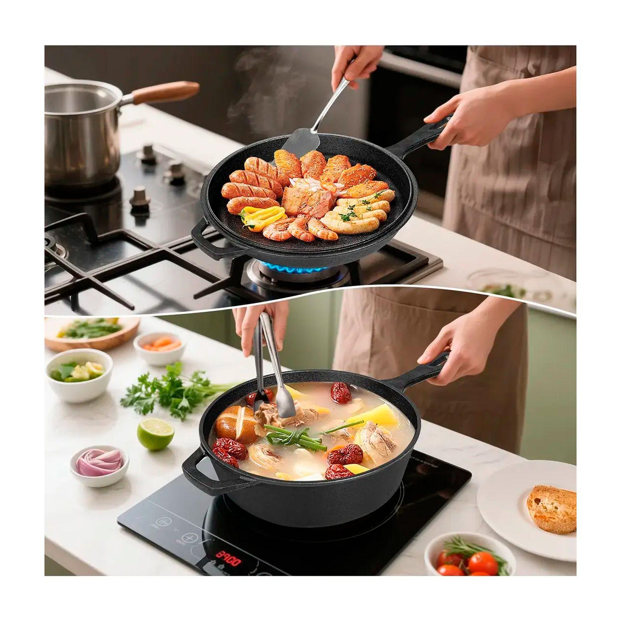 Sartenes De Hierro Fundido Gruesa Doble Uso 26cm-3