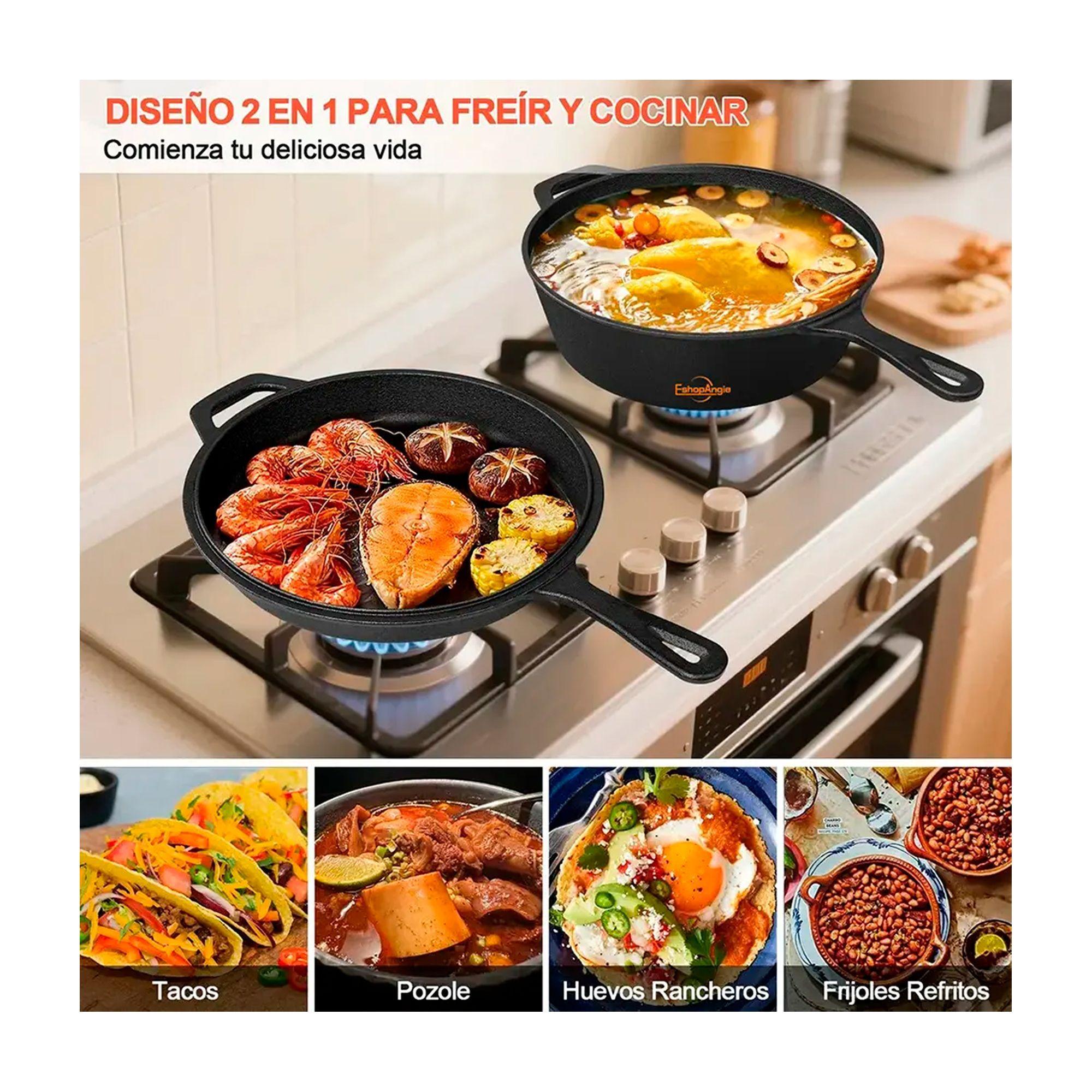 Sartenes De Hierro Fundido Gruesa Doble Uso 26cm-4