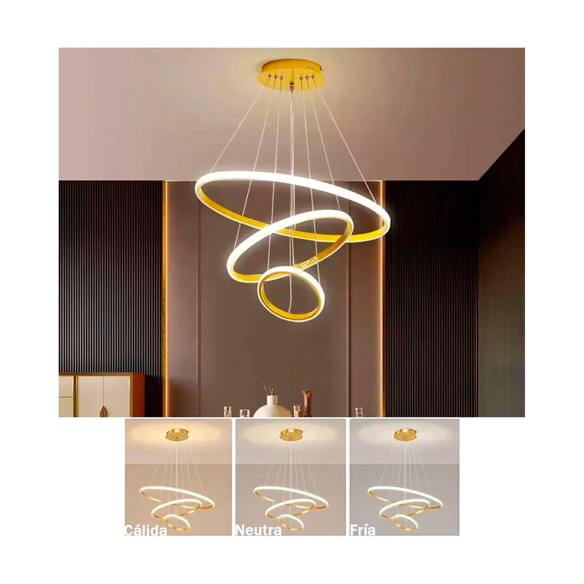 Lampara Colgante De Techo Led Moderna 3 Anillos Ajustables-4