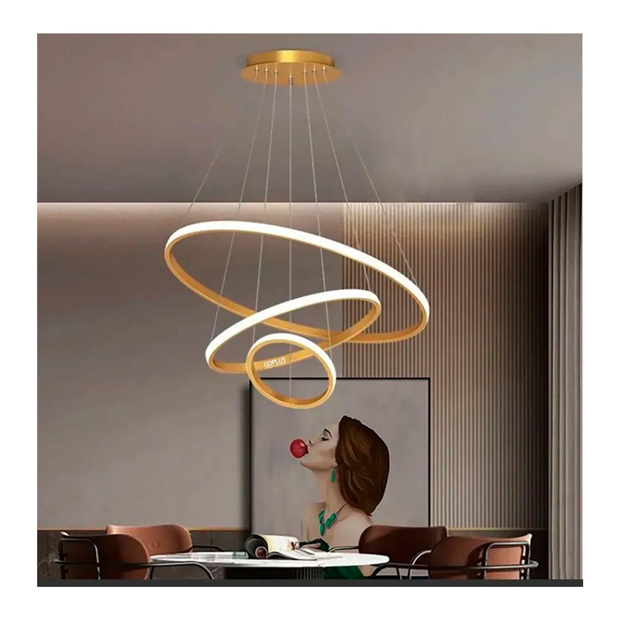 Lampara Colgante De Techo Led Moderna 3 Anillos Ajustables-5