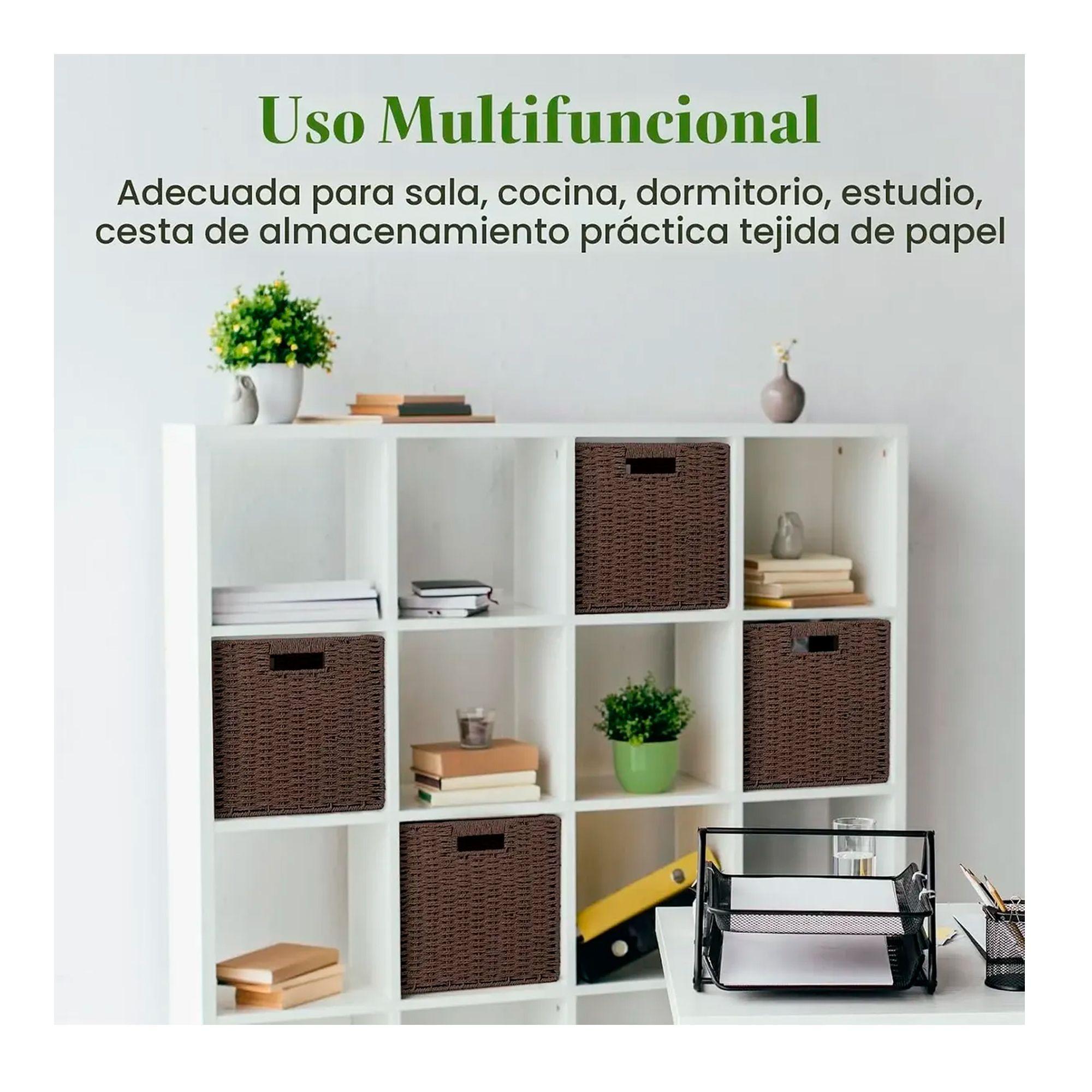 Canasto Organizador De Mimbre De Cuerda De Papel 32x32x32-3