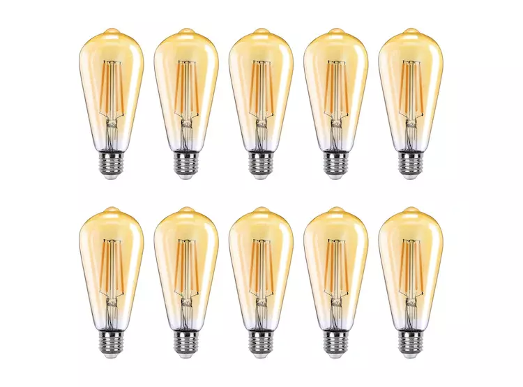 PACK X 10  AMPOLLETA LED ST64 FILAMENTOS E27 6W-0