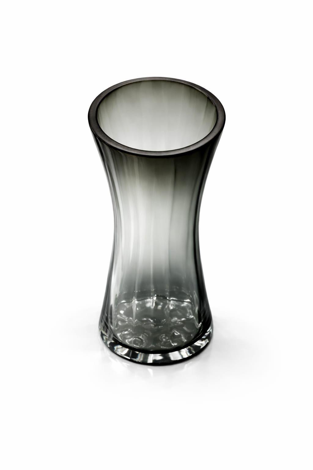 Florero Decorativo de Vidrio Grueso Gris Humo 28 cm Dise o Elegante con Base Estable-0