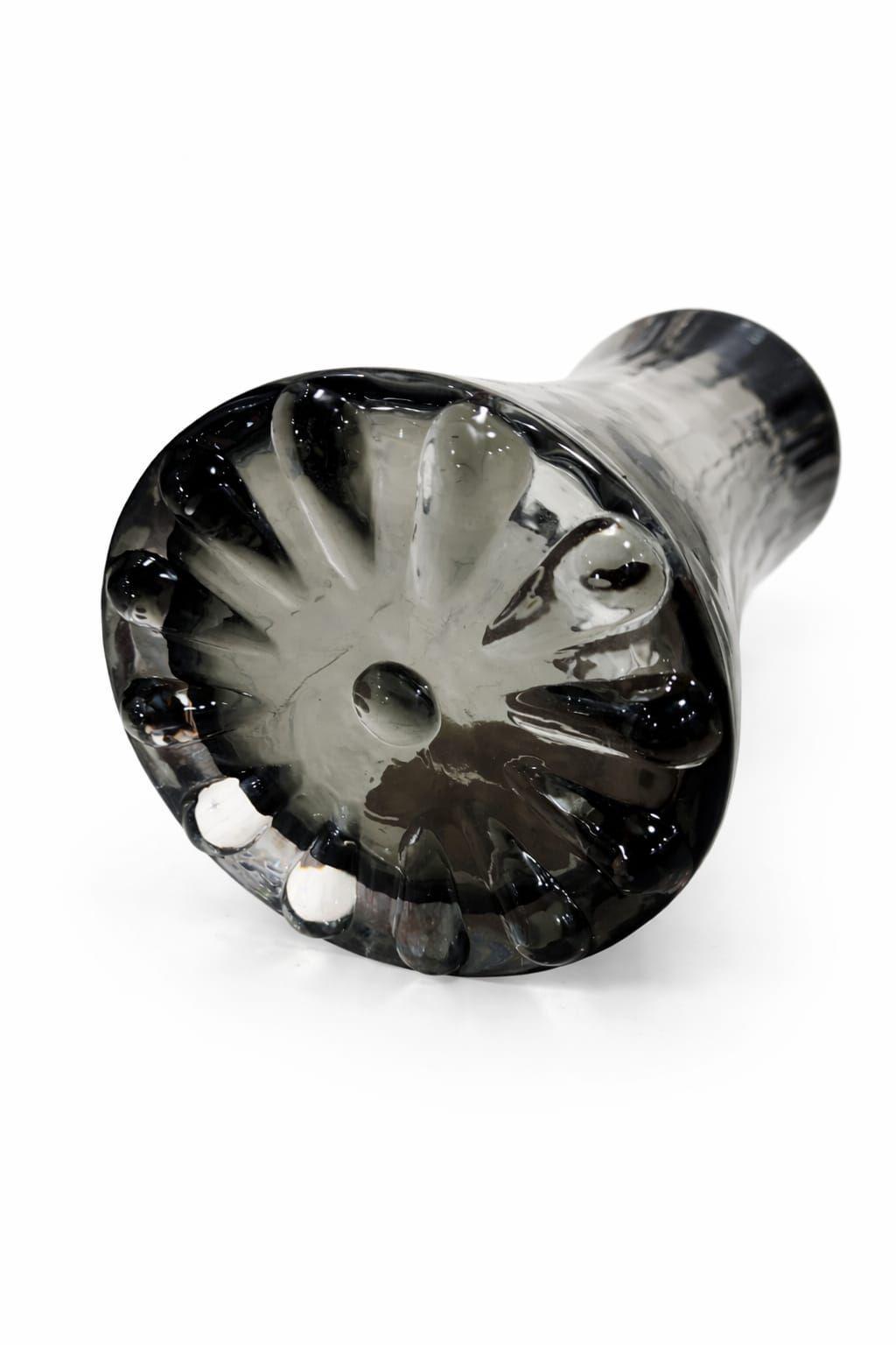 Florero Decorativo de Vidrio Grueso Gris Humo 28 cm Dise o Elegante con Base Estable-1