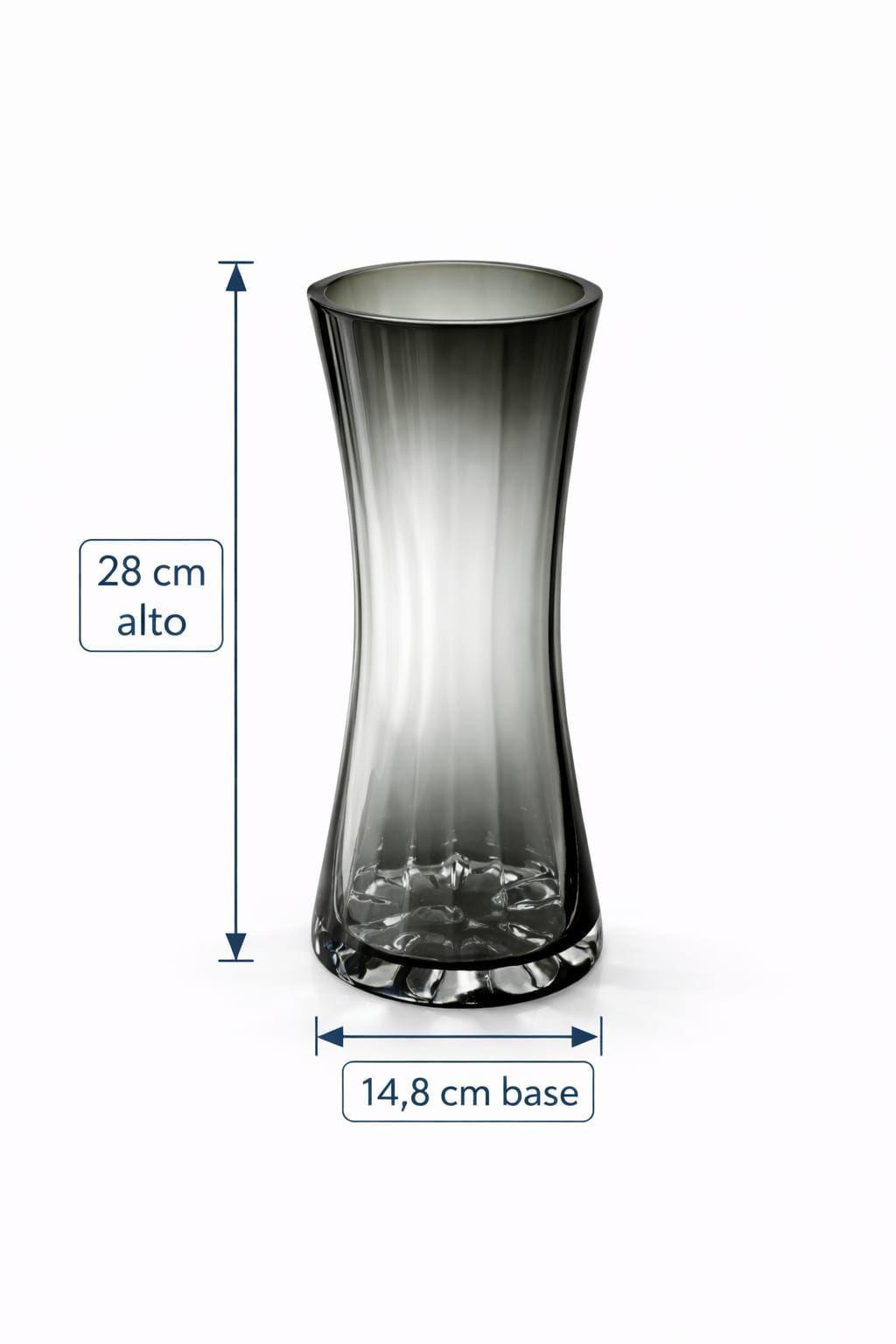 Florero Decorativo de Vidrio Grueso Gris Humo 28 cm Dise o Elegante con Base Estable-2