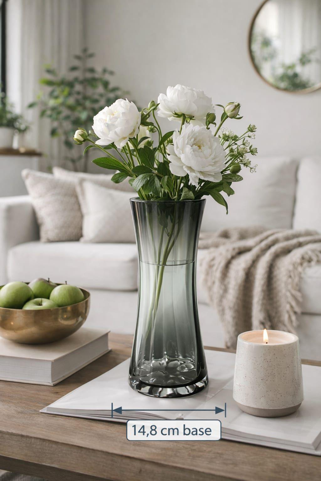 Florero Decorativo de Vidrio Grueso Gris Humo 28 cm Dise o Elegante con Base Estable-3