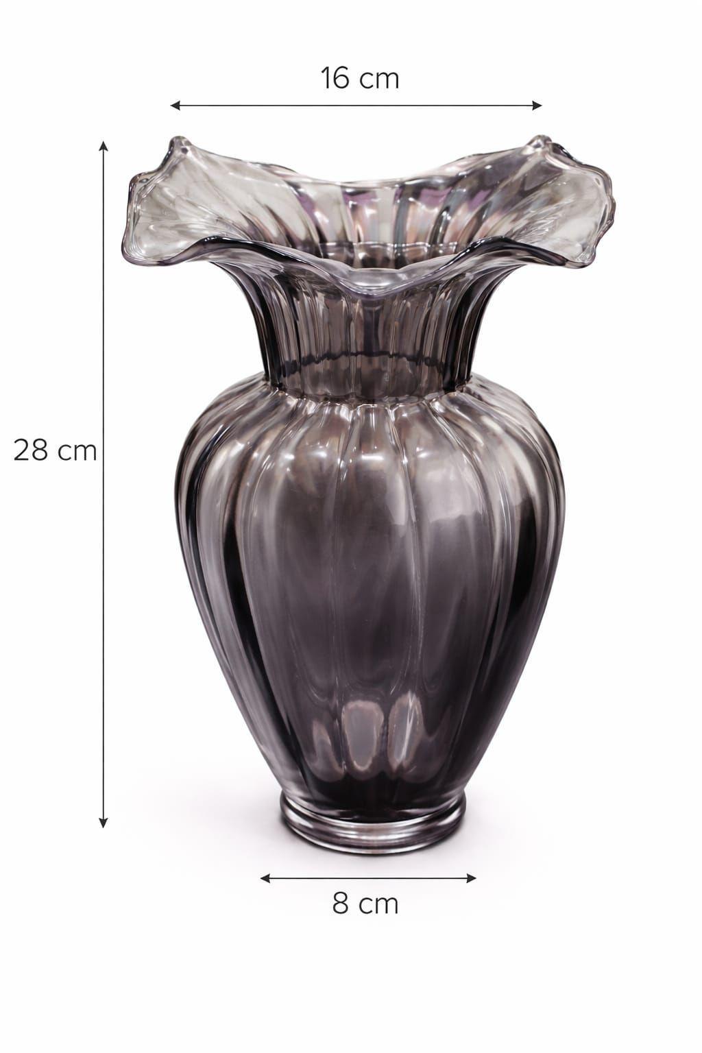 Florero Decorativo de Vidrio Gris Ahumado 28 cm-3