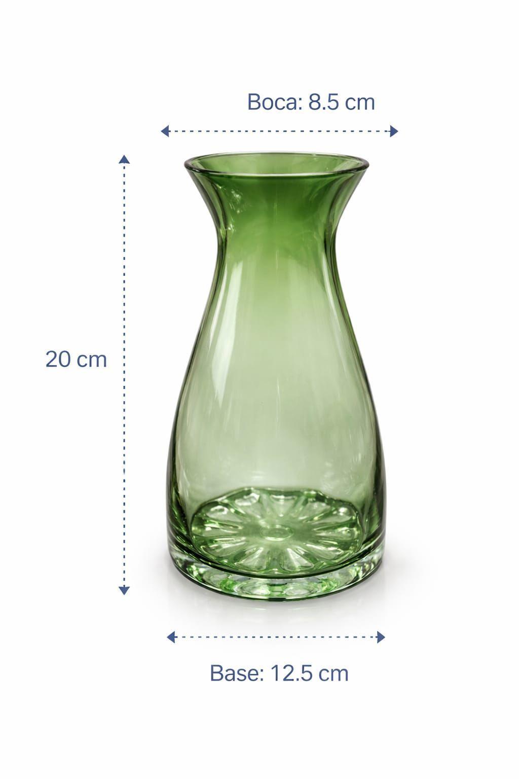 Jarron de Vidrio Verde Decorativo 20 cm-3