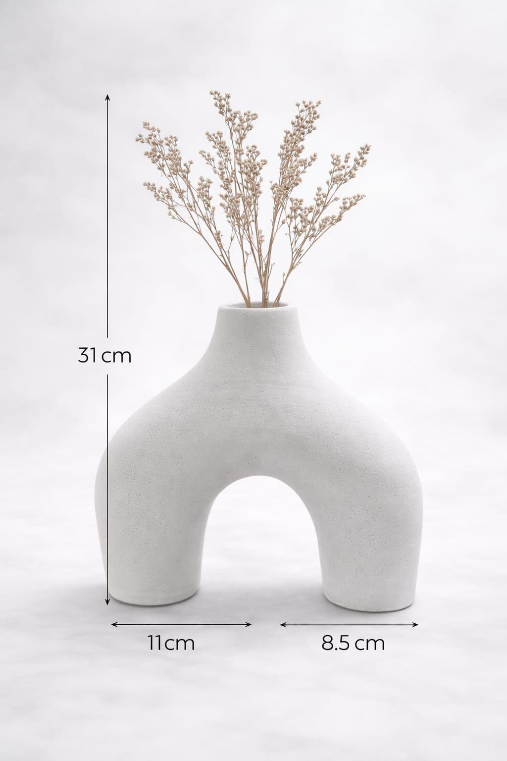 Jarron Decorativo Ceramico Blanco Humo-3