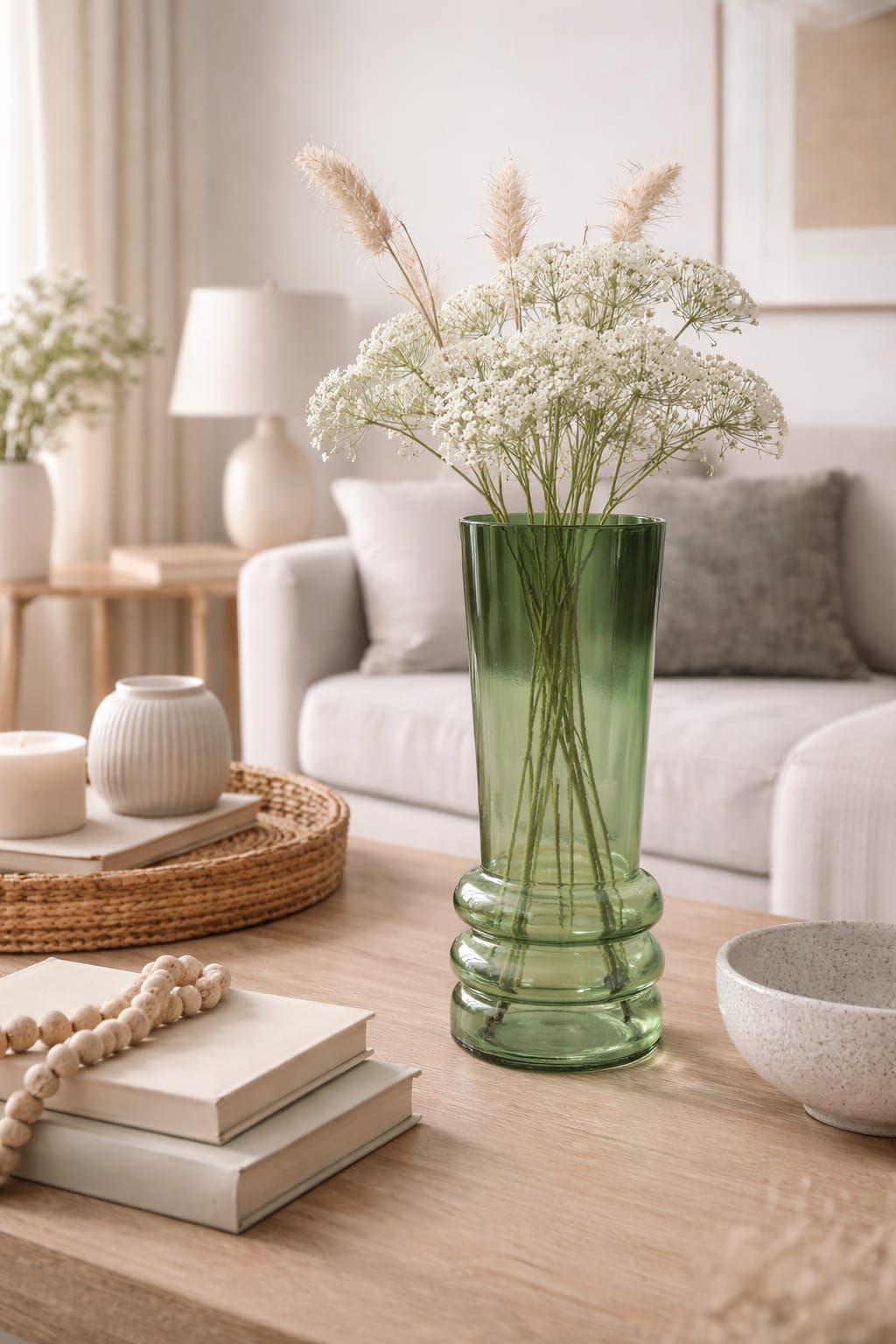 Florero de Vidrio Verde Translucido 30 5 cm-2