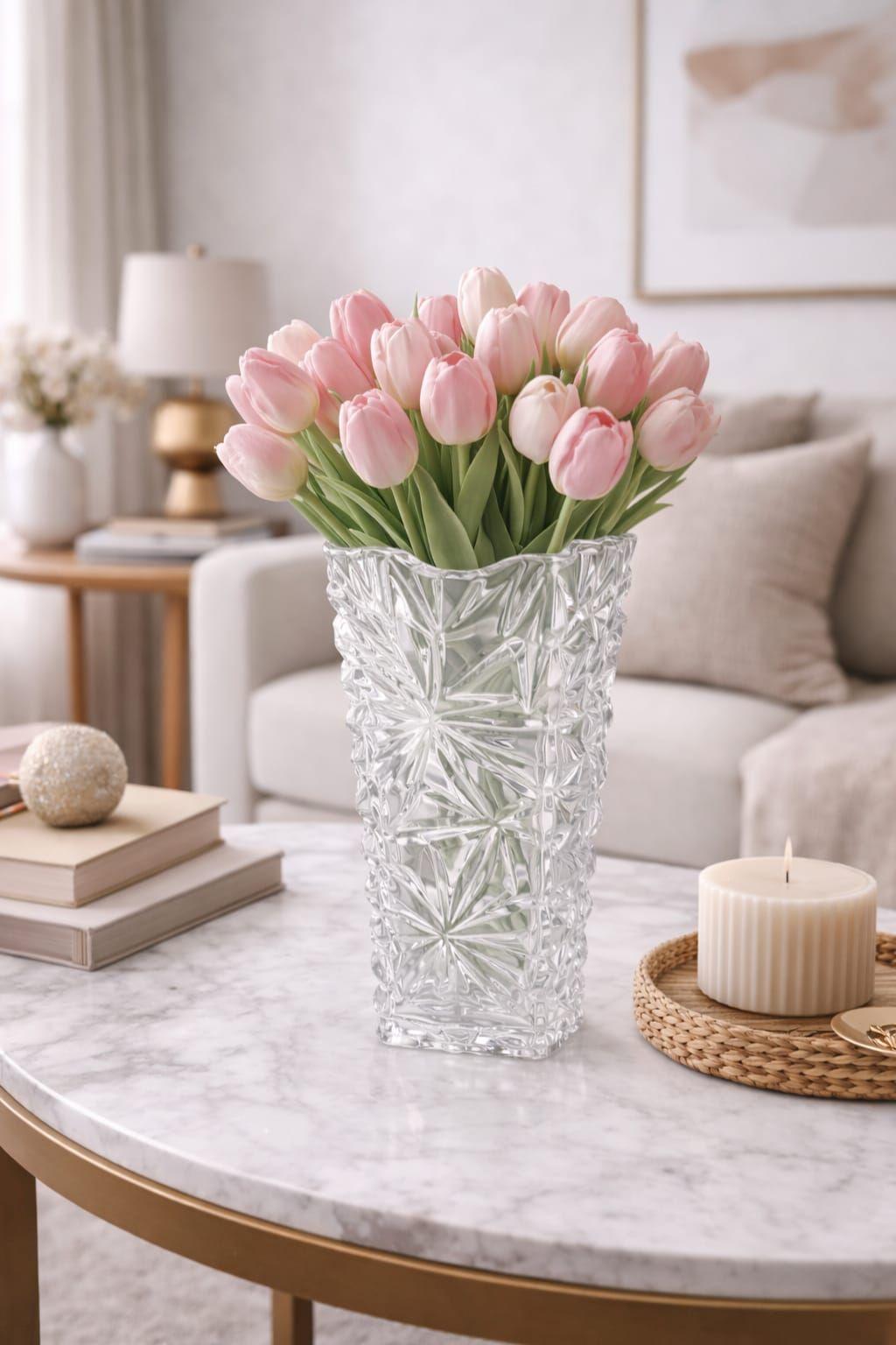 Florero de Vidrio Transparente Texturizado 25 cm-2