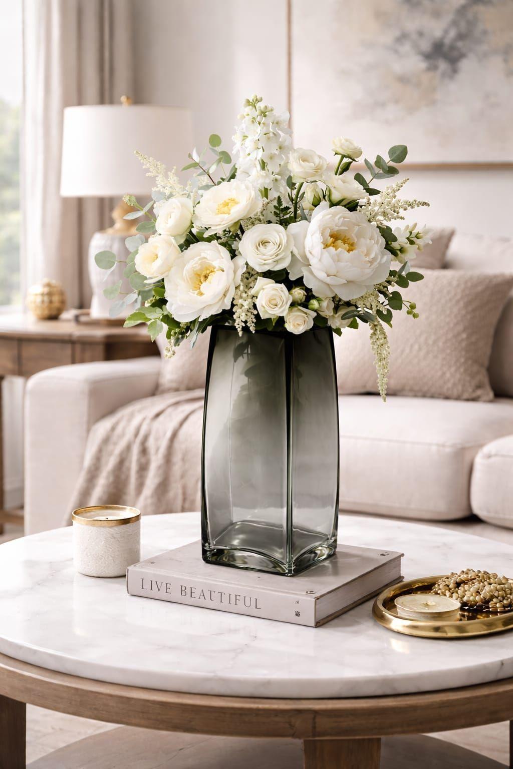 Florero Decorativo de Vidrio Grueso Gris Humo 25 5 cm Dise o Moderno Ideal para Sala-3