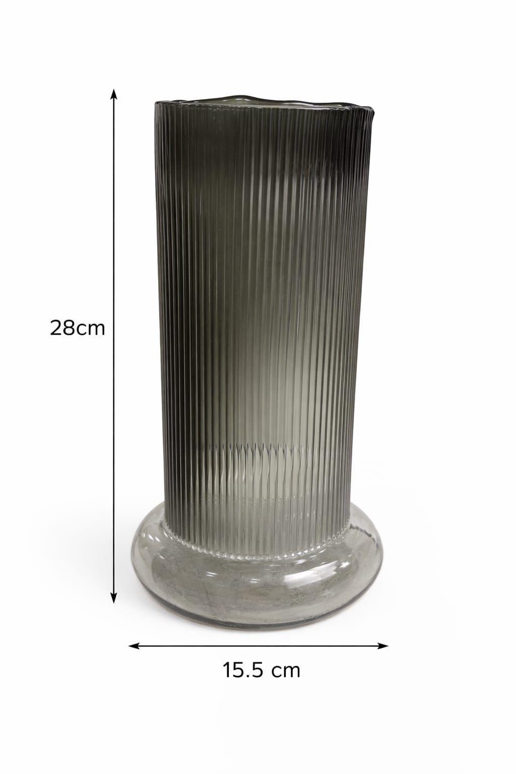 Florero de Vidrio Decorativo Gris Humo 28 cm | Florero Moderno para Decoración -3