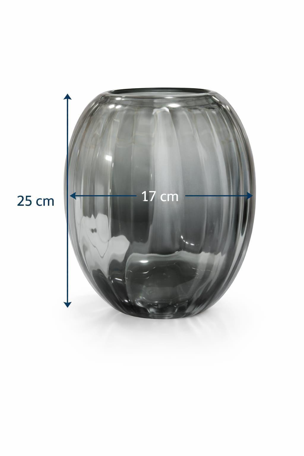 Florero Decorativo de Vidrio Grueso Gris Humo 25 x 17 cm – Diseño Moderno -2