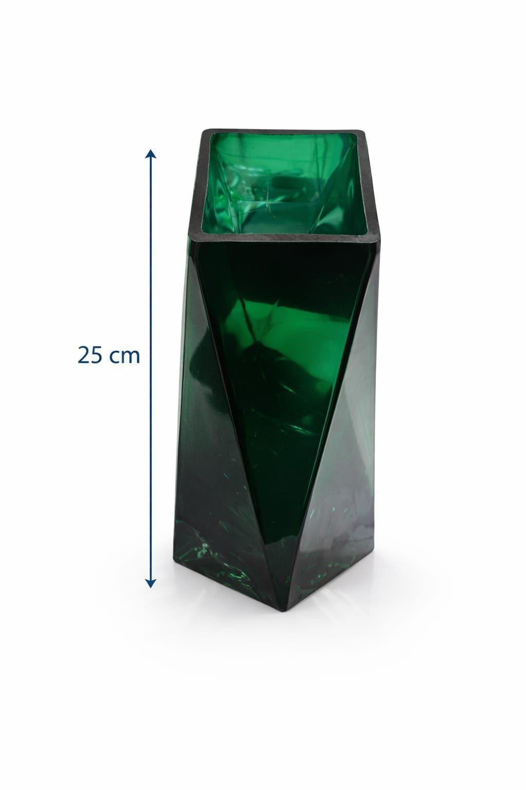 Florero Decorativo de Vidrio Grueso Verde Esmeralda 25 cm Dise o Moderno con Base Estable-2
