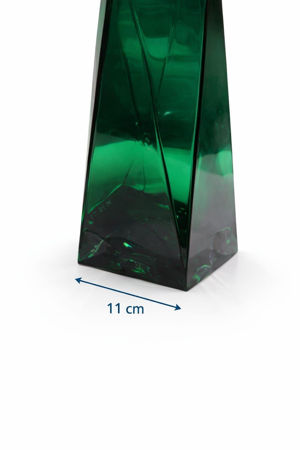 Florero Decorativo de Vidrio Grueso Verde Esmeralda 25 cm Dise o Moderno con Base Estable-3