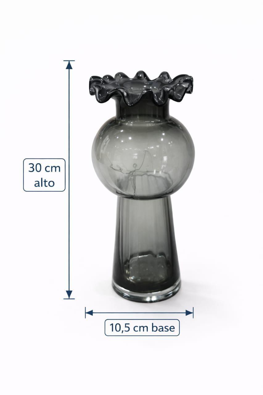 Florero Decorativo de Vidrio Grueso Gris Humo 30 cm Dise o Elegante con Base Estable-3