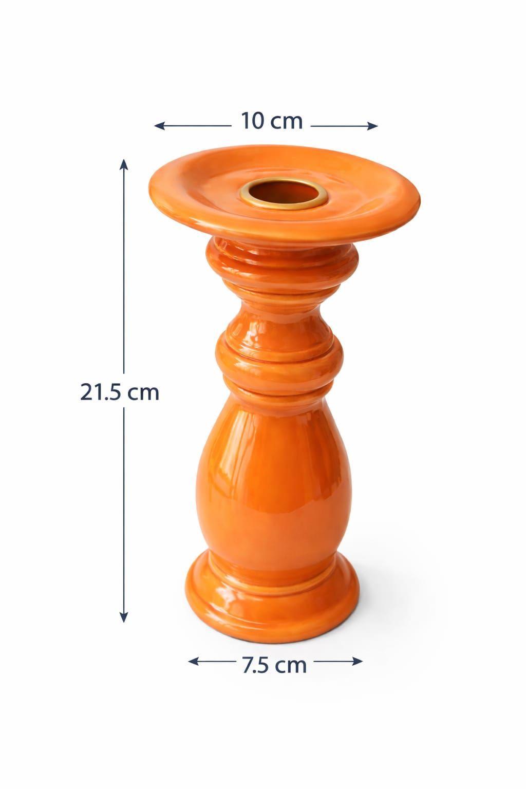 Candelabro Decorativo de Cer mica Naranja 21 5 cm-3