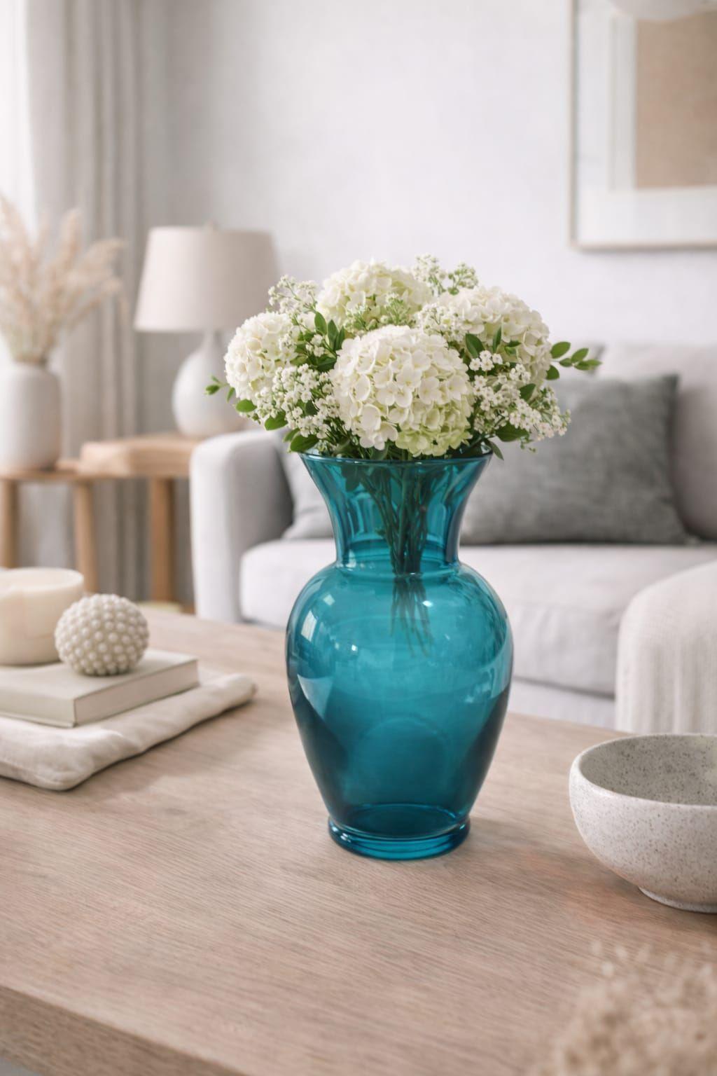 Florero Decorativo de Vidrio Turquesa 27 cm-2