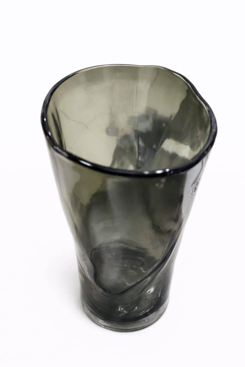 Florero de Vidrio Gris Ahumado Moderno 29 5 cm-1