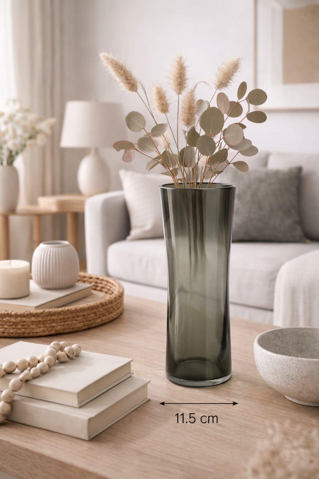 Florero de Vidrio Gris Ahumado Moderno 29 5 cm-2