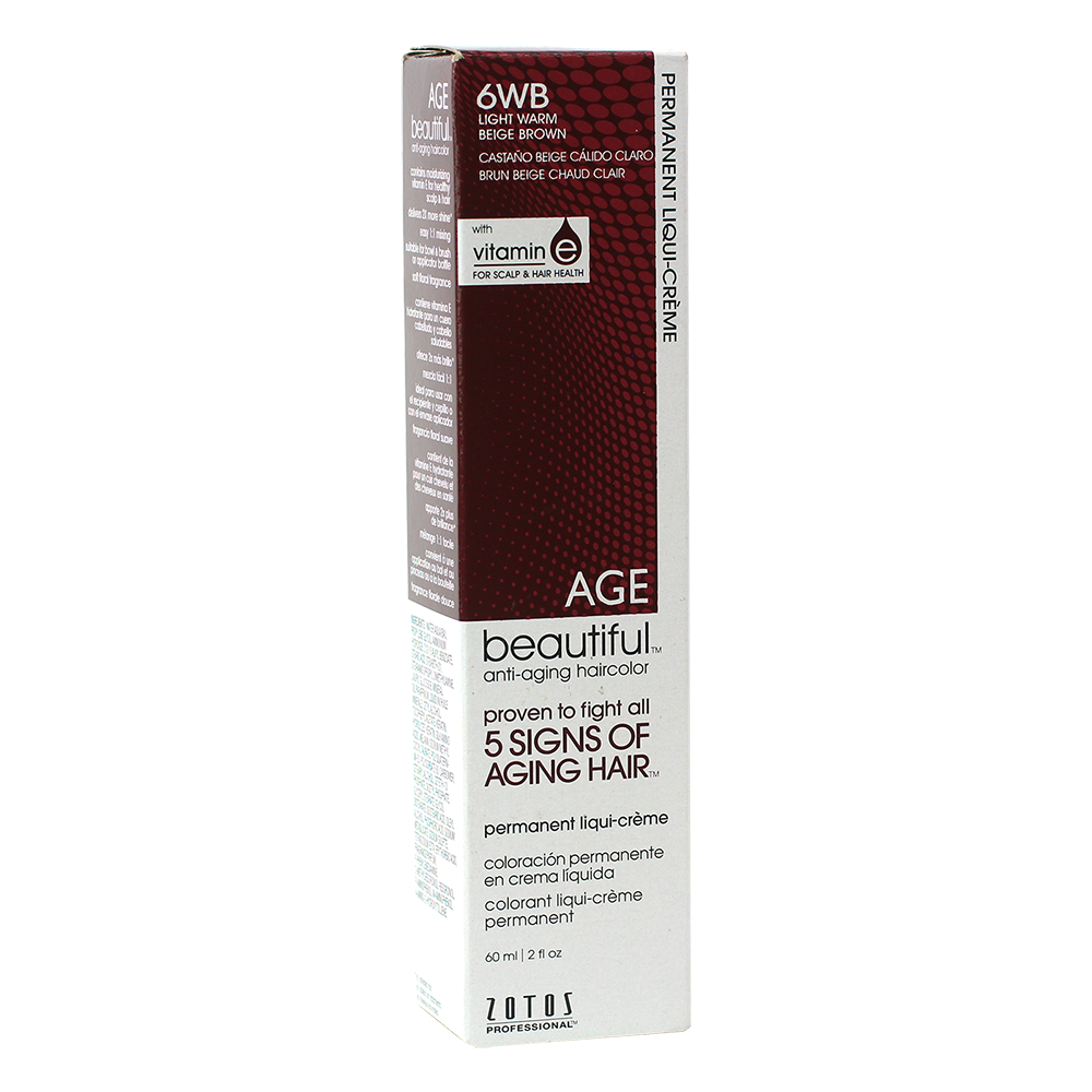 Tinte Permanente Anti-Edad En Crema Liquida De 60 ml Castaño Calido Claro 6WB Age-0