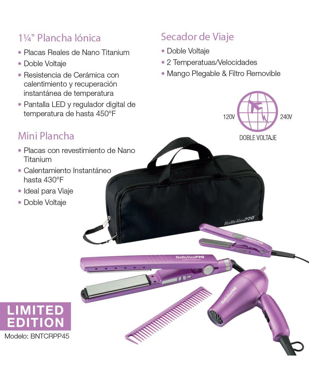 Kit De Viaje Secador Y Planchas Lila 4Un-5