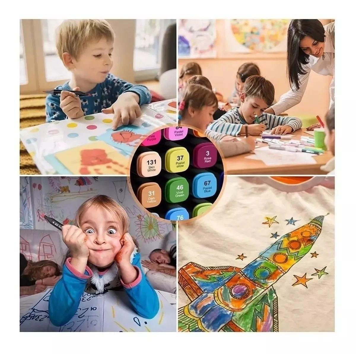 Set 80 Marcadores Doble Punta Con Estuche-4