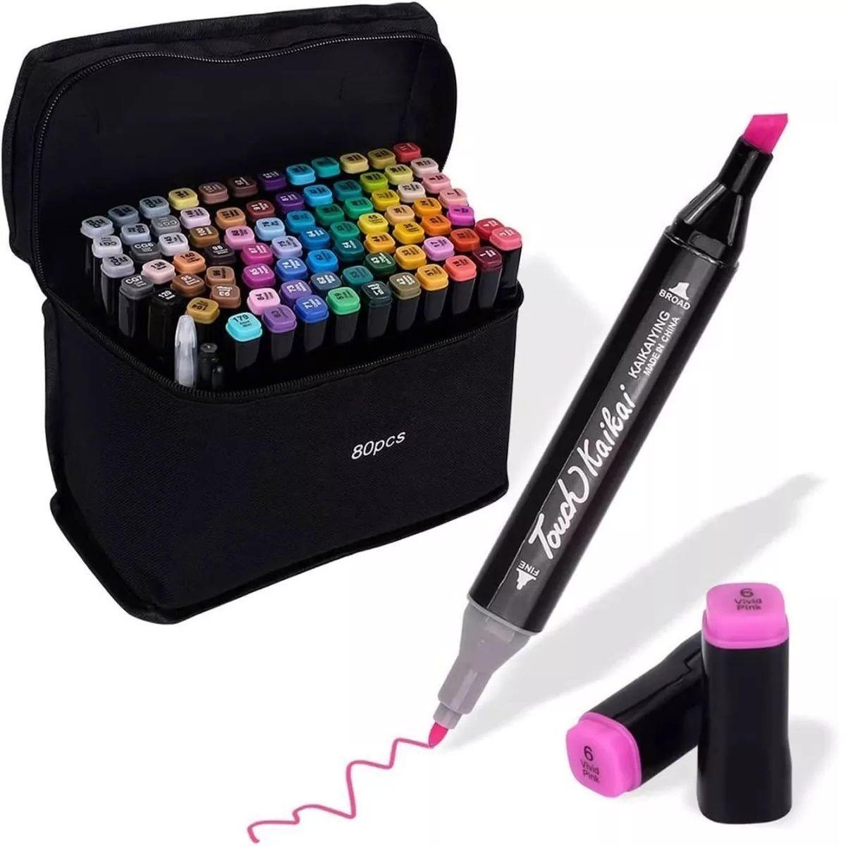 Set 80 Marcadores Doble Punta Con Estuche-1