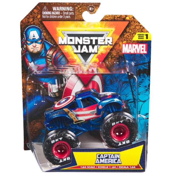 Monster Jam Vehículo 1:64 Marvel Captain America-0
