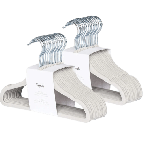 Colgadores Ropa Niños Antideslizantes Terciopelo Gris (Set 30ú.)-1