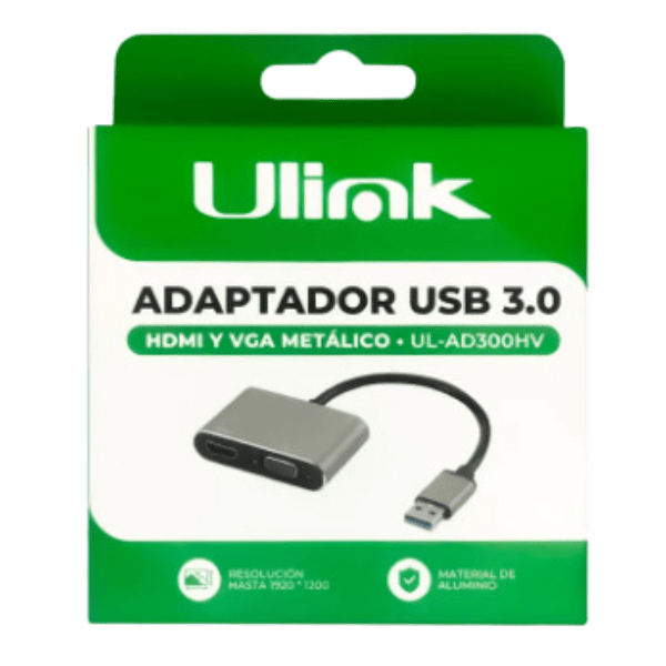 Adaptador USB 3.0 HDMI y VGA Metálico UL-AD300HV-0