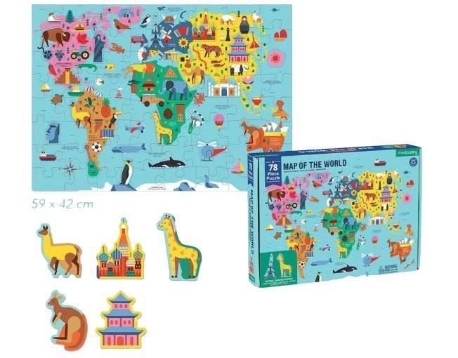 Puzzle Geografía Mapa del Mundo 78 Piezas-1