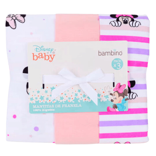 Mantitas Franela Disney Baby  Minnie 3ú.76x76cm-0