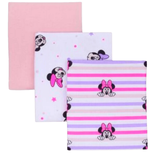 Mantitas Franela Disney Baby  Minnie 3ú.76x76cm-1