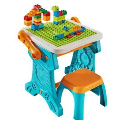 Mesa Pizarra 2 en 1 Dibujo y Bloques-0