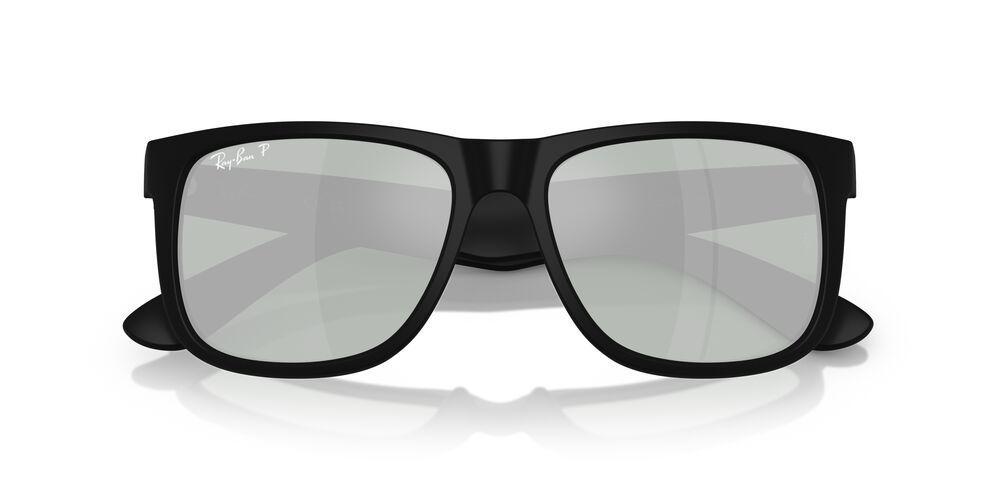 Anteojos De Sol Ray-Ban 0RB4165 Justin Rubber Black Green Mirror Silver Polar Hombre-4