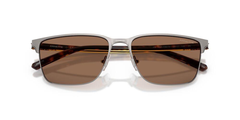 Anteojos De Sol Arnette AN3094 Hampere Brushed Gunmetal Dark Brown Gris Hombre-4