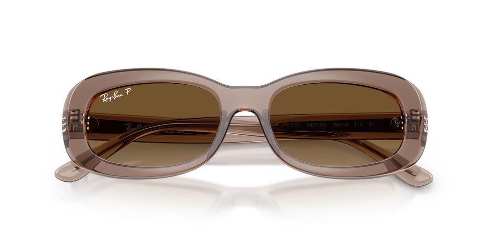 Anteojos De Sol Ray-Ban RB2221 Transparent Beige Gradient Brown Polar Café Mujer-4