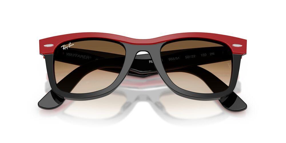 Anteojos De Sol Ray-Ban RB2240 Wayfarer Red On Black Clear Gradient Brown Rojo Unisex-4