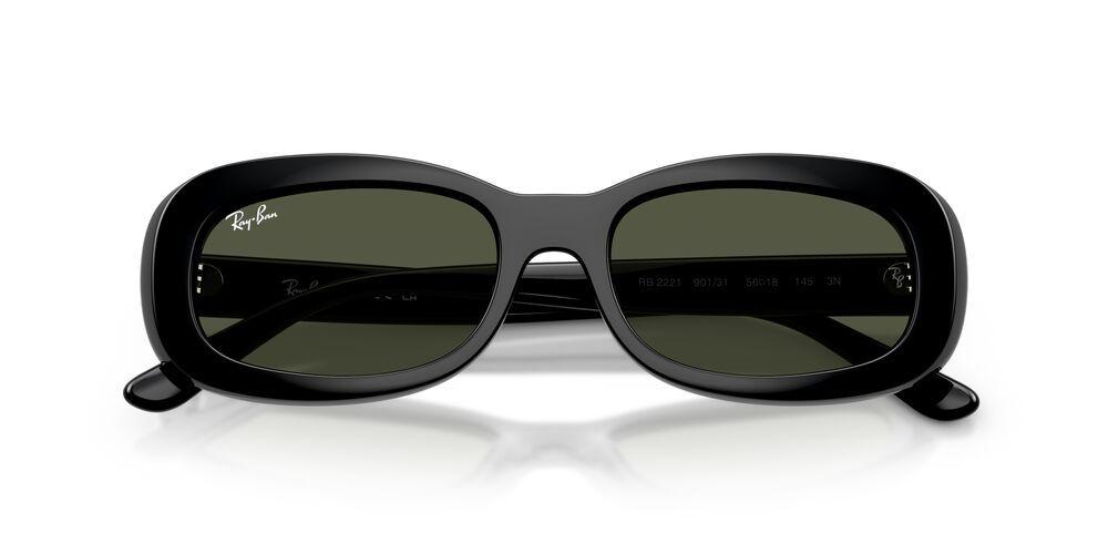 Anteojos De Sol Ray-Ban RB2221 Black Green Negro Mujer-4