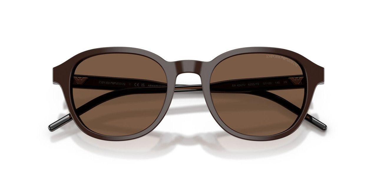 Lentes De Sol Emporio Armani Shiny Brown Brown EA4247U Café Hombre-3