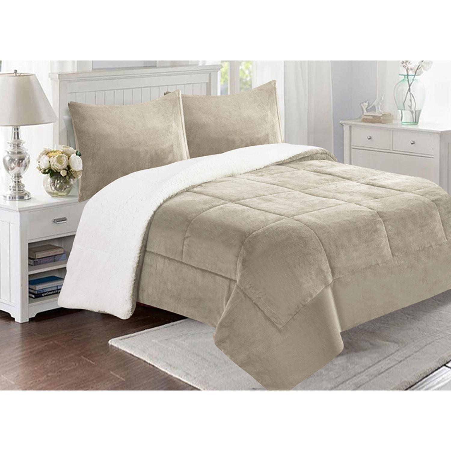 Cubrecama Sherpa Flanel Deluxe Liso 1.5 Plaza Doral-5