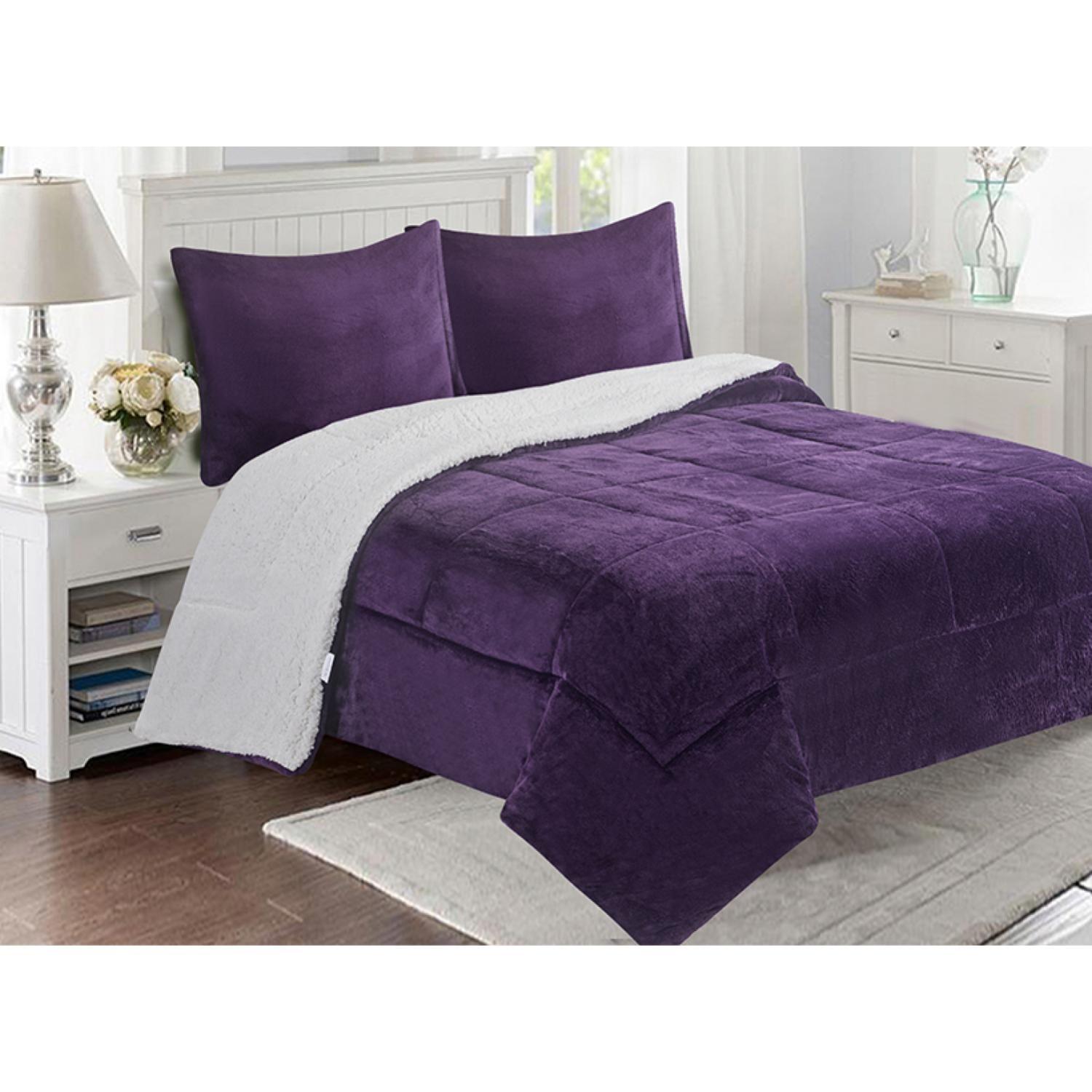 Cubrecama Sherpa Flanel Deluxe Liso 1.5 Plaza Doral-4